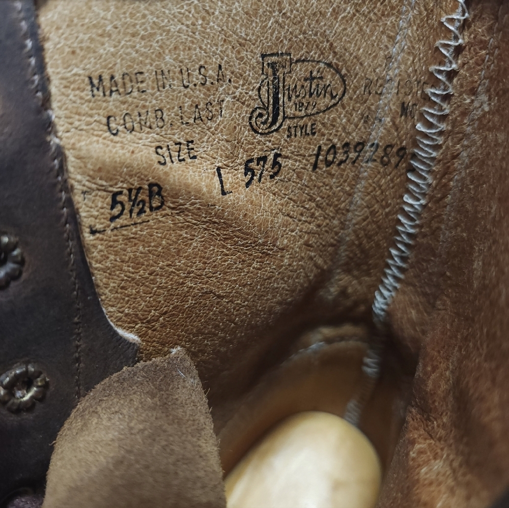 Justin Womens McKean Lace Up Boots Size 5.5 B Brown Leather Kiltie Roper - Picture 5 of 9